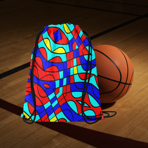 Colorful bent shapes Large Drawstring Bag Model 1604 (Twin Sides)  16.5"(W) * 19.3"(H)