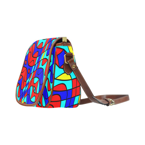Colorful bent shapes Saddle Bag/Large (Model 1649)
