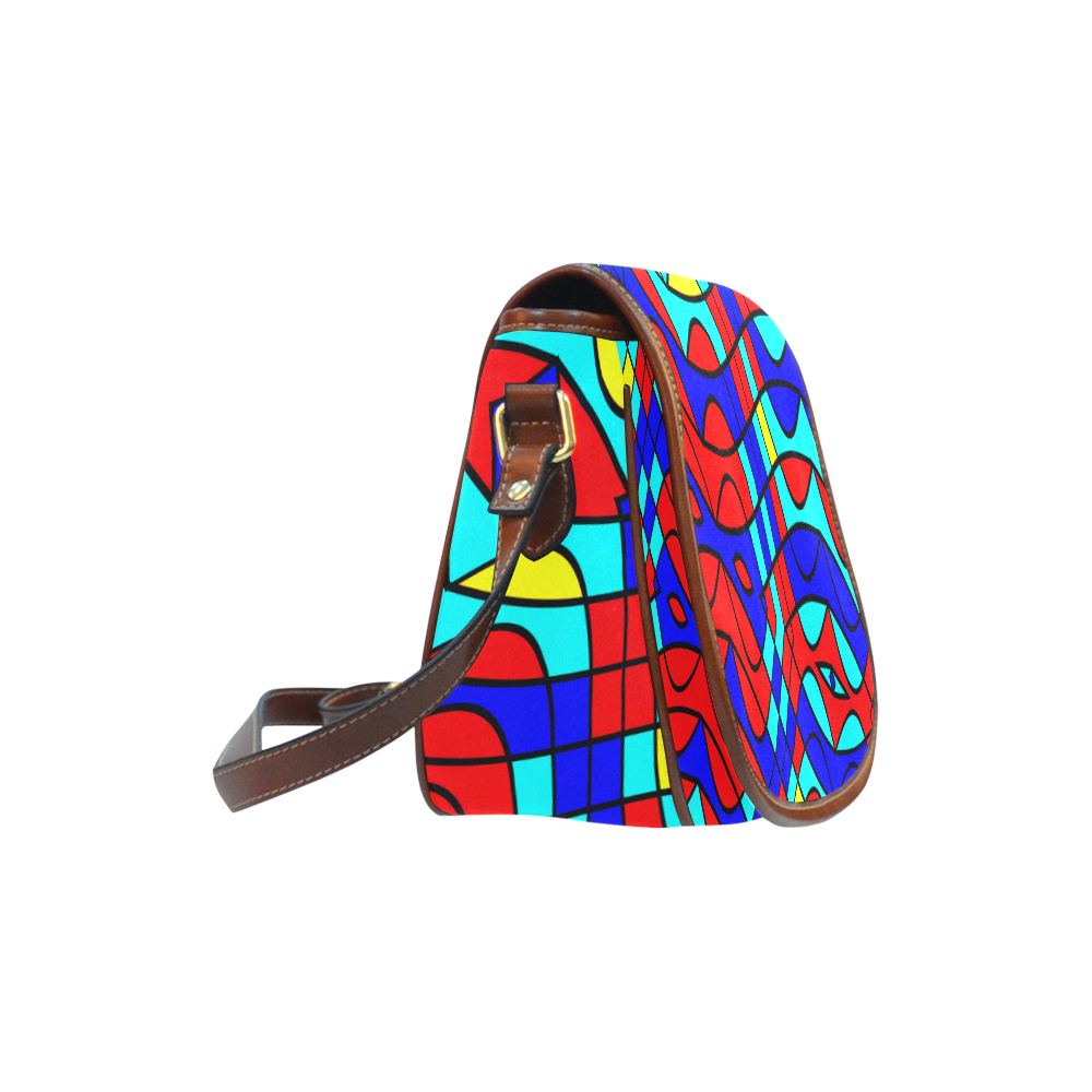 Colorful bent shapes Saddle Bag/Large (Model 1649)