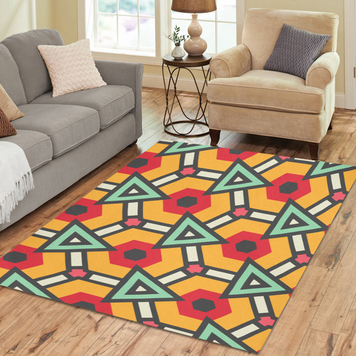 Triangles and hexagons pattern Area Rug7'x5'