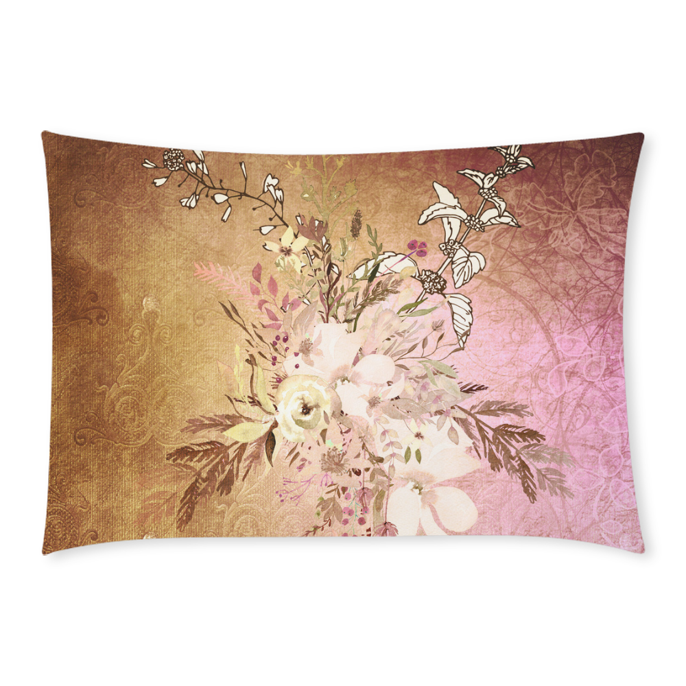 Wonderful floral design, vintage Custom Rectangle Pillow Case 20x30 (One Side)