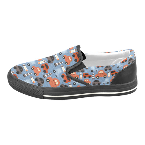 toy cars Women's Slip-on Canvas Shoes/Large Size (Model 019)