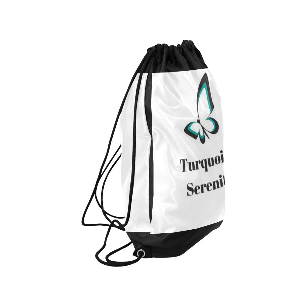 Turquoise Serenity butterfly bag Medium Drawstring Bag Model 1604 (Twin Sides) 13.8"(W) * 18.1"(H)