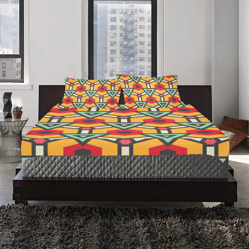 Triangles and hexagons pattern 3-Piece Bedding Set