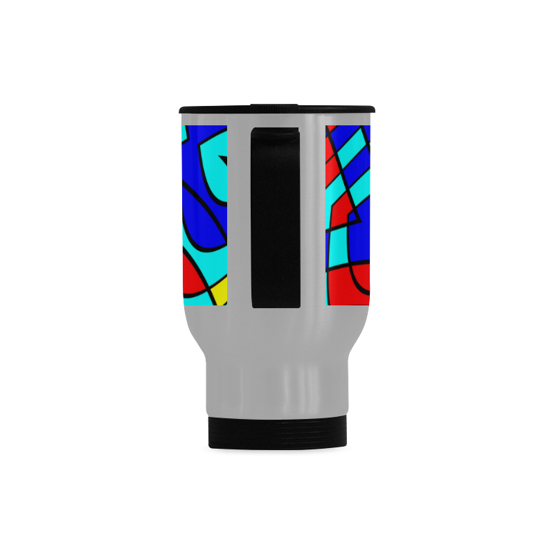 Colorful bent shapes Travel Mug (Silver) (14 Oz)