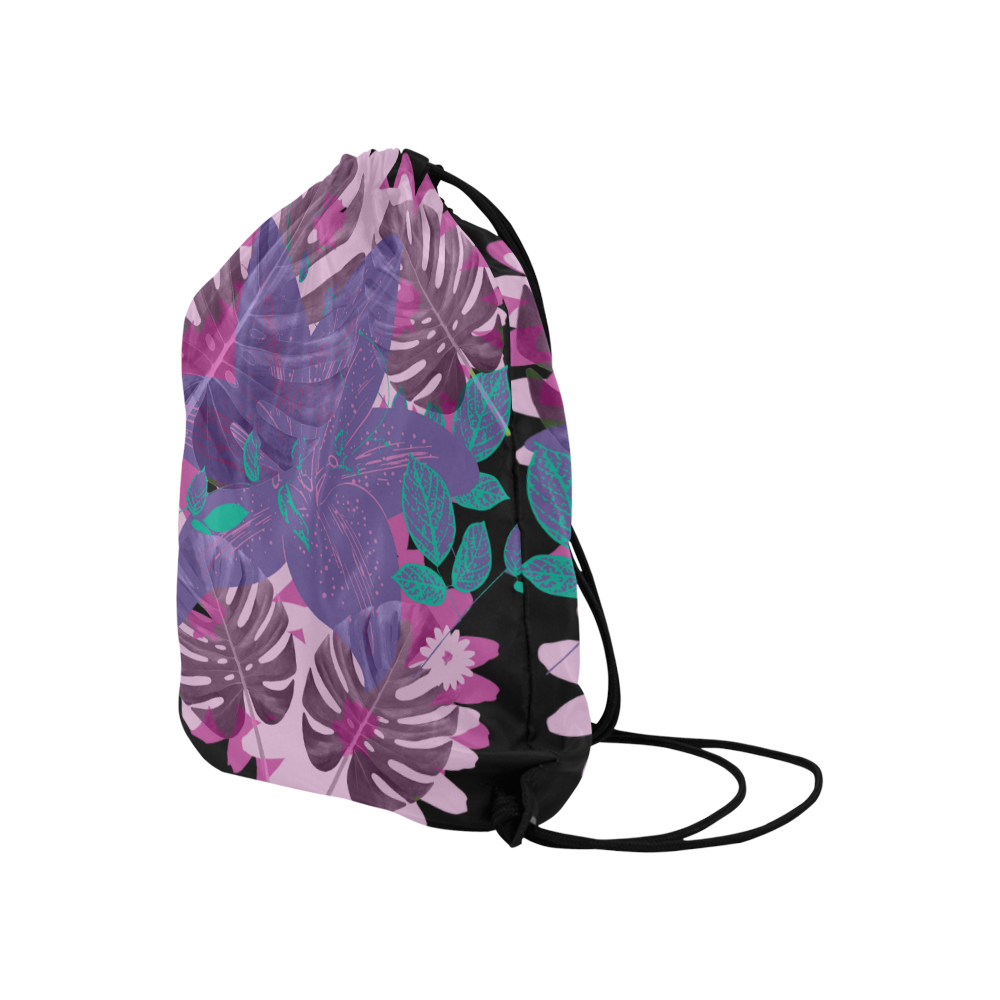 Tropical Violet Dark Large Drawstring Bag Model 1604 (Twin Sides)  16.5"(W) * 19.3"(H)