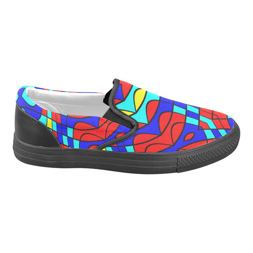 Colorful bent shapes Men's Unusual Slip-on Canvas Shoes (Model 019)