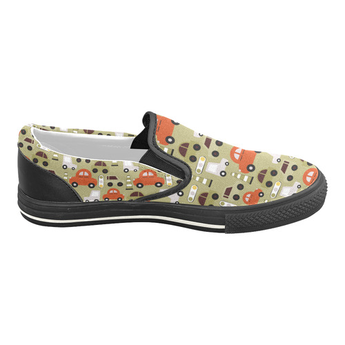 toy cars pattern Women's Slip-on Canvas Shoes/Large Size (Model 019)