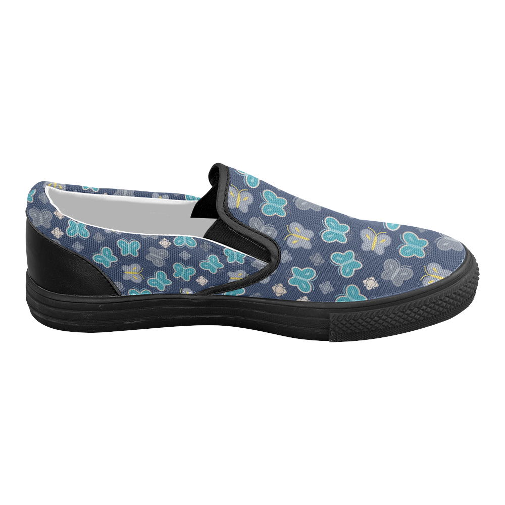 seamless butterfly Women's Slip-on Canvas Shoes (Model 019)