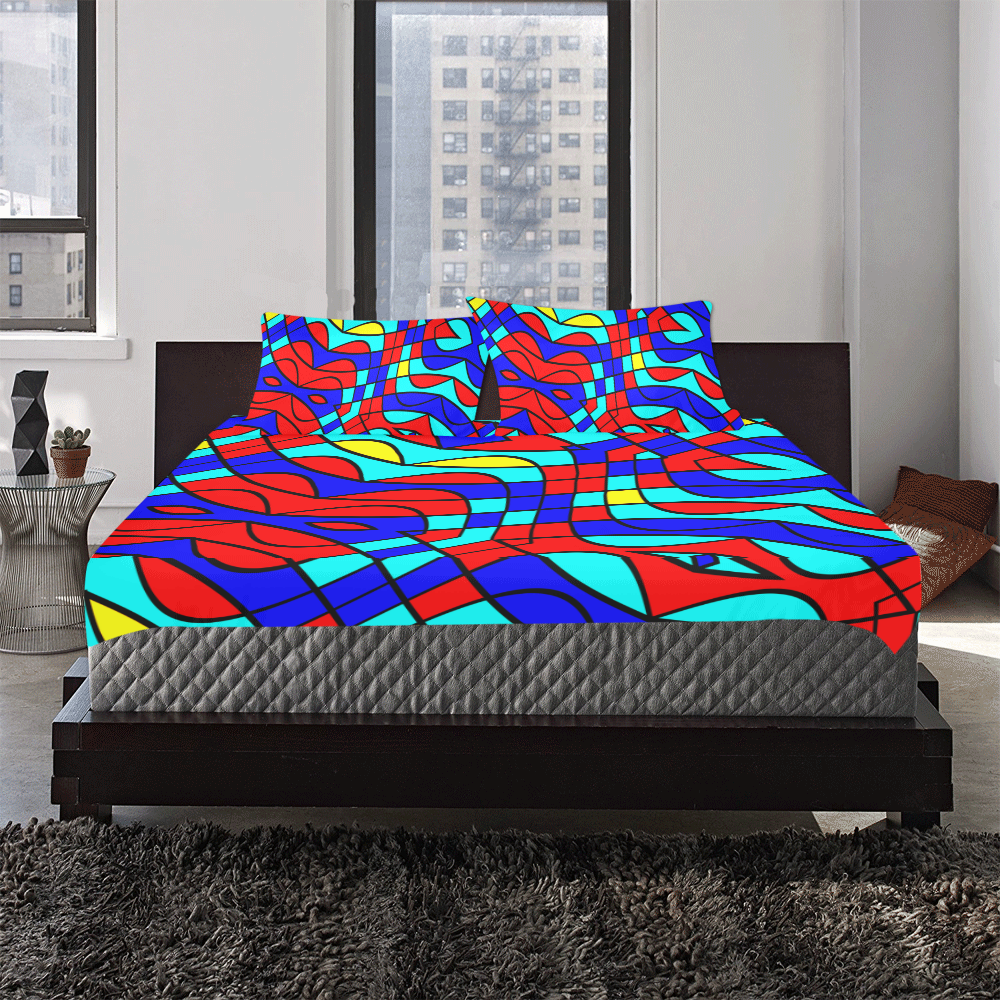 Colorful bent shapes 3-Piece Bedding Set