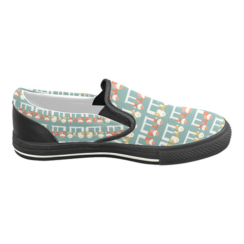 auto rickshaw  pattern Women's Slip-on Canvas Shoes/Large Size (Model 019)