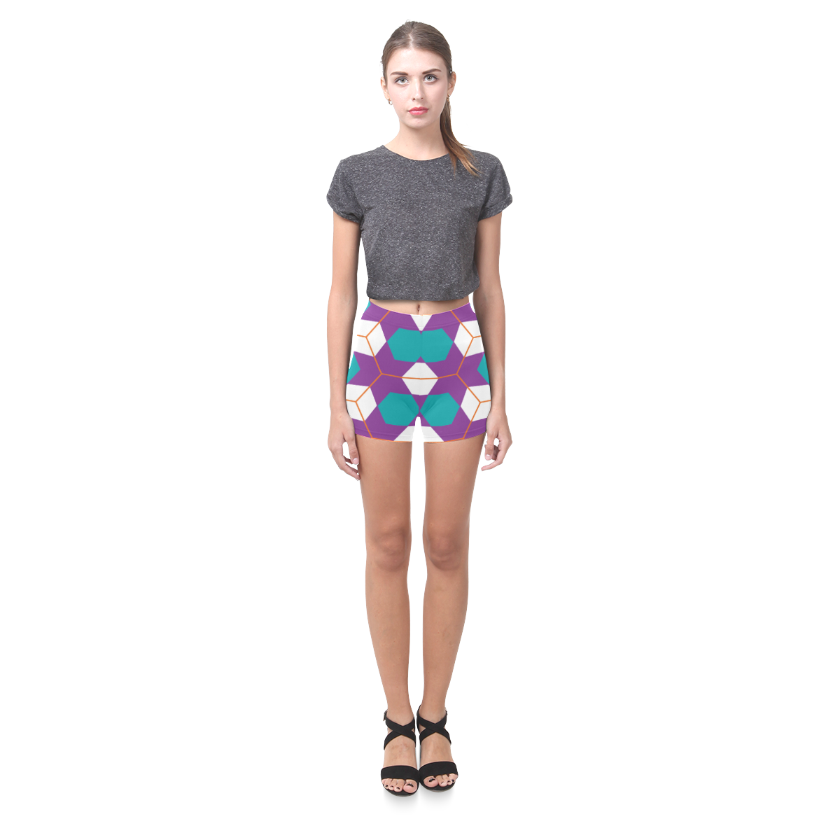 Cubes in honeycomb pattern Briseis Skinny Shorts (Model L04)