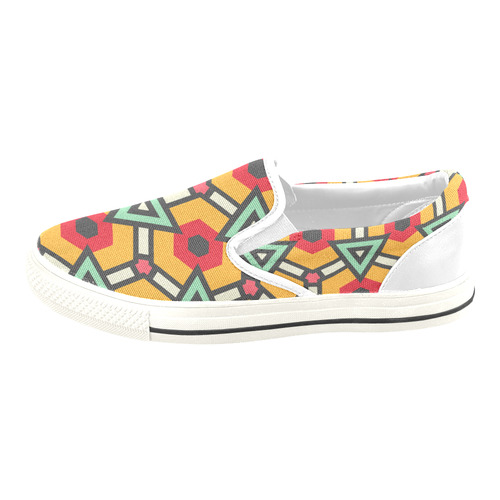 Triangles and hexagons pattern Slip-on Canvas Shoes for Kid (Model 019)