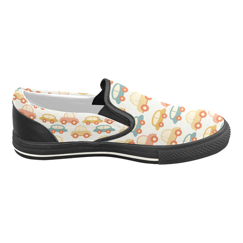 seamless retro cars Women's Slip-on Canvas Shoes/Large Size (Model 019)