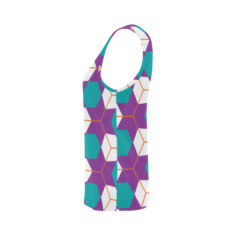 Cubes in honeycomb pattern All Over Print Tank Top for Women (Model T43)
