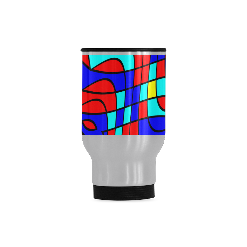 Colorful bent shapes Travel Mug (Silver) (14 Oz)