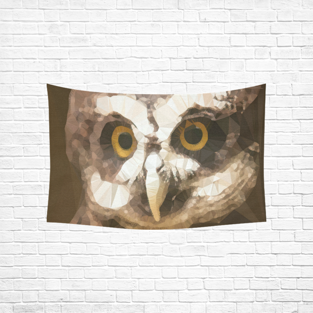Owl Low Poly Geometric Triangles Cotton Linen Wall Tapestry 60"x 40"