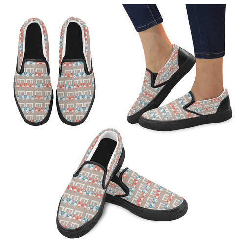 vehicle pattern Women's Slip-on Canvas Shoes (Model 019)