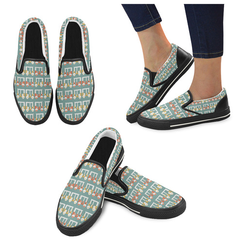 auto rickshaw  pattern Women's Slip-on Canvas Shoes/Large Size (Model 019)