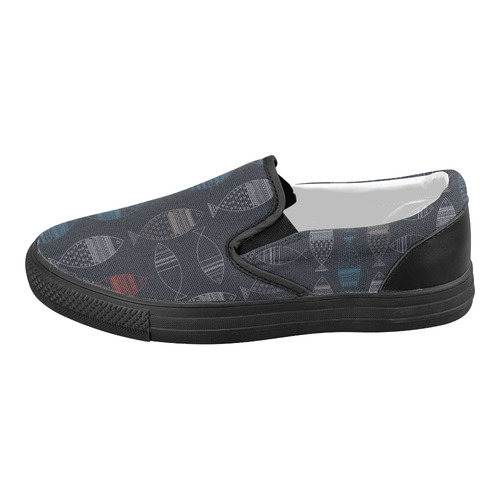 abstract fish Women's Slip-on Canvas Shoes (Model 019)