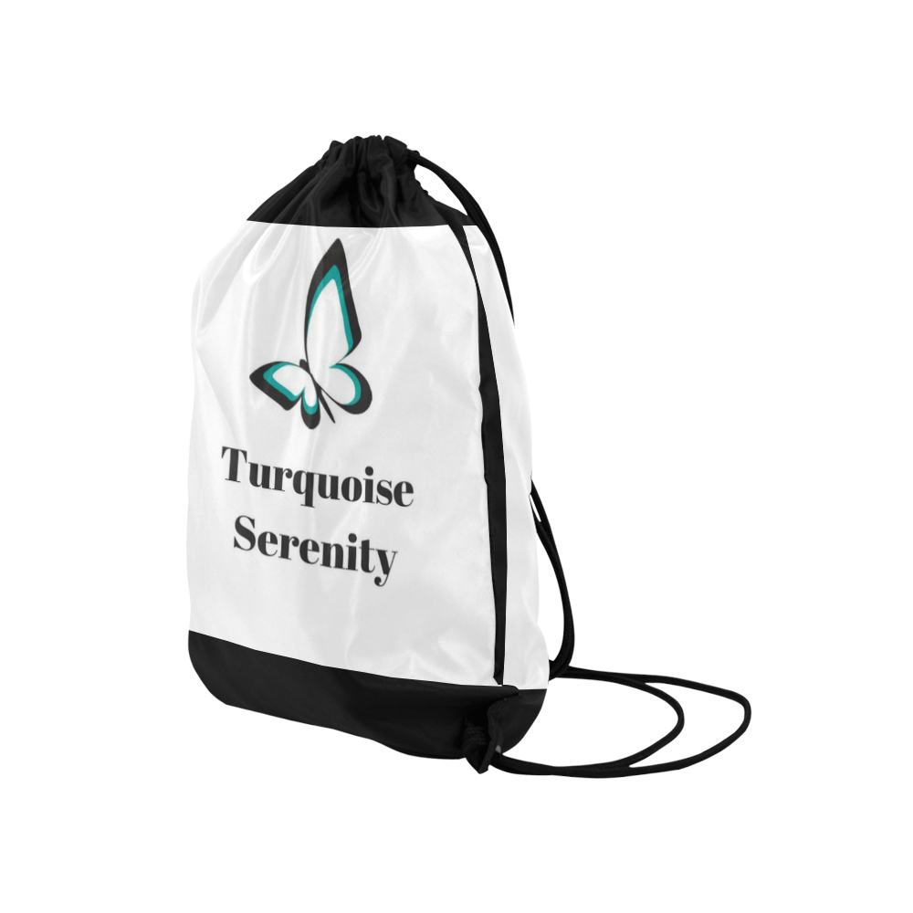 Turquoise Serenity butterfly bag Medium Drawstring Bag Model 1604 (Twin Sides) 13.8"(W) * 18.1"(H)