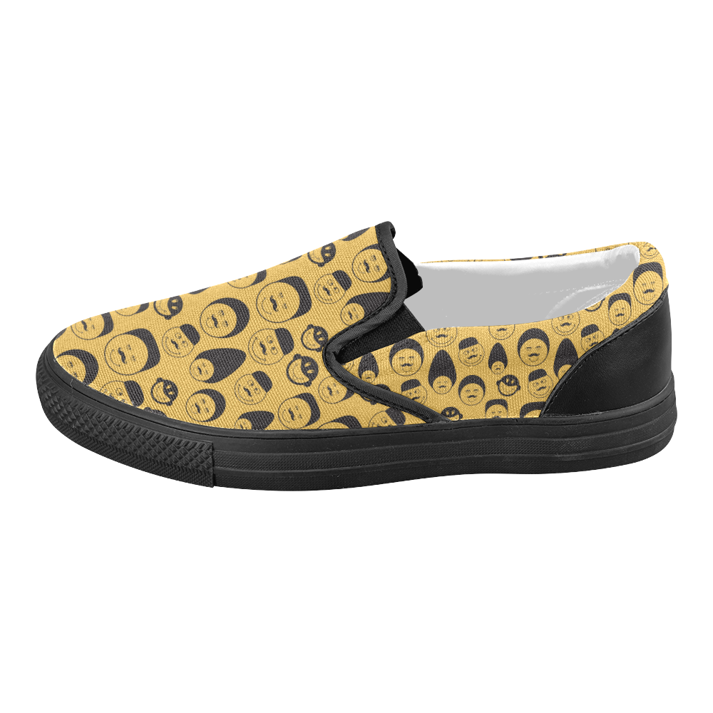 yellow emotion faces Women's Slip-on Canvas Shoes (Model 019)