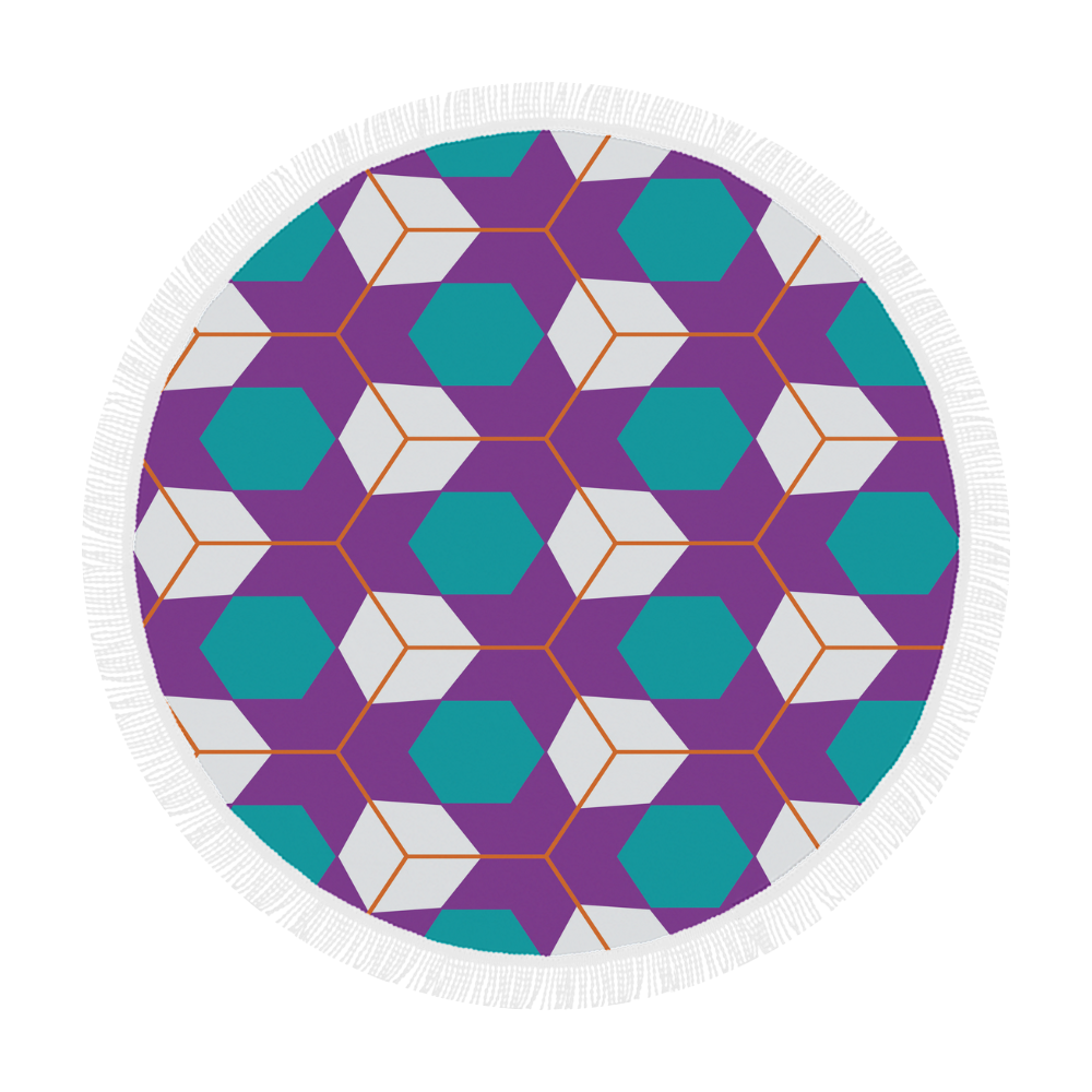 Cubes in honeycomb pattern Circular Beach Shawl 59"x 59"
