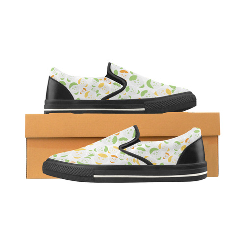 green smiley faces Women's Slip-on Canvas Shoes/Large Size (Model 019)