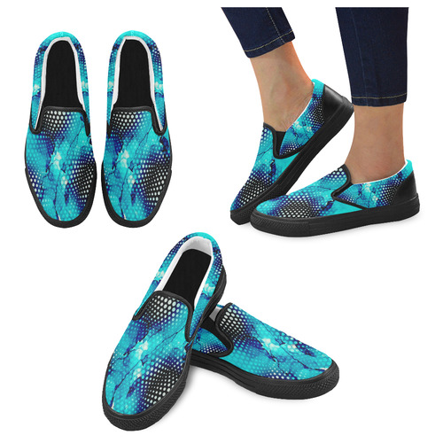 "Ice Vortex" Women's Unusual Slip-on Canvas Shoes (Model 019)