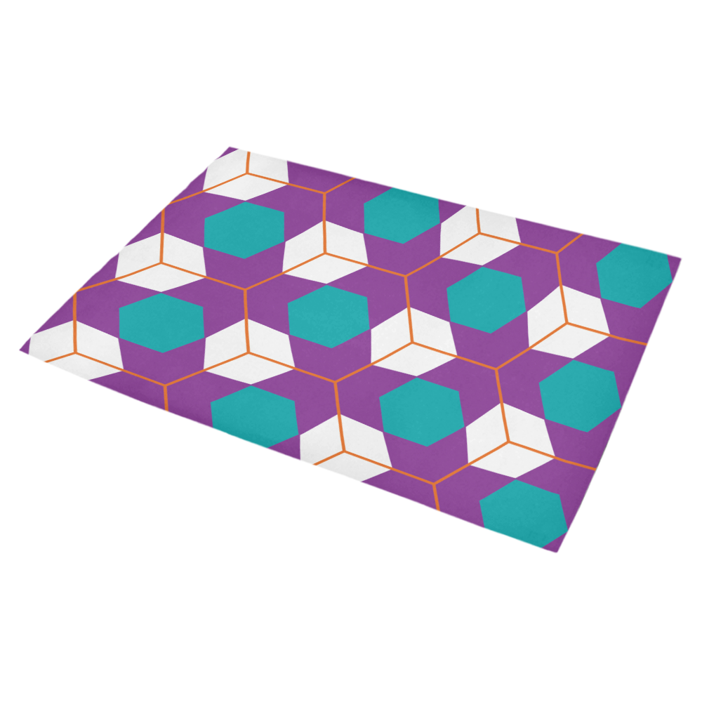 Cubes in honeycomb pattern Azalea Doormat 30" x 18" (Sponge Material)