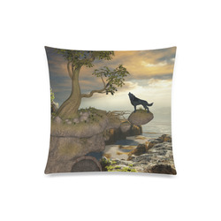 The lonely wolf on a flying rock Custom Zippered Pillow Case 20"x20"(Twin Sides)