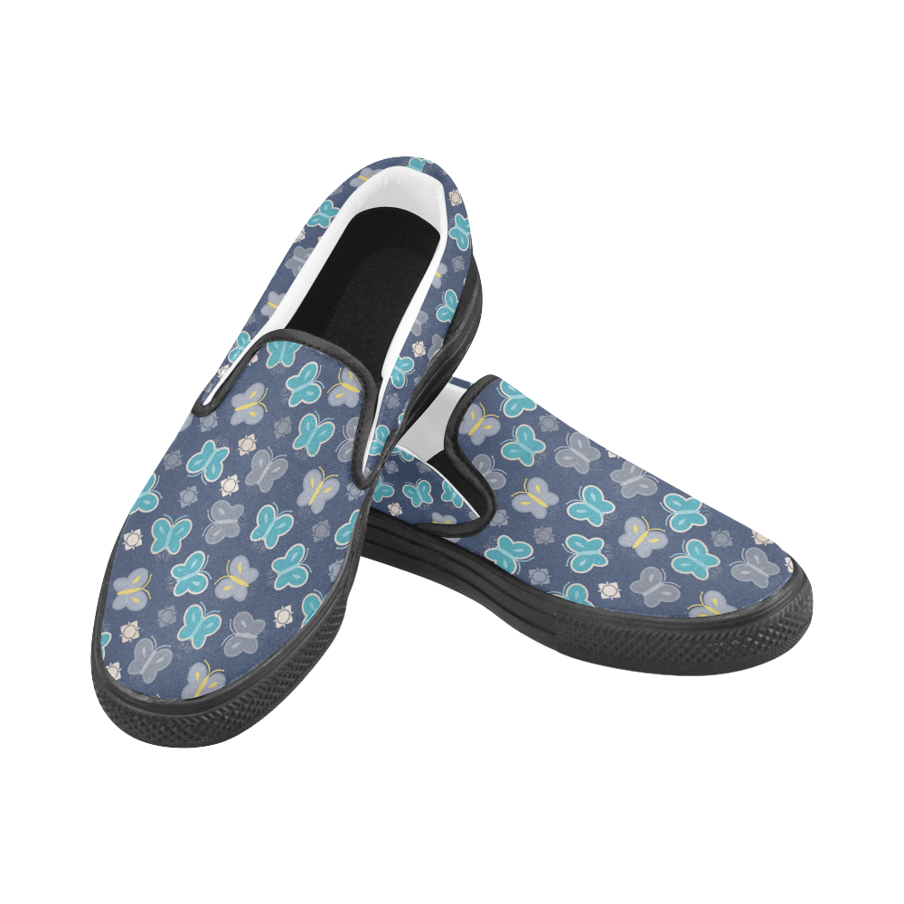 seamless butterfly Women's Slip-on Canvas Shoes (Model 019)