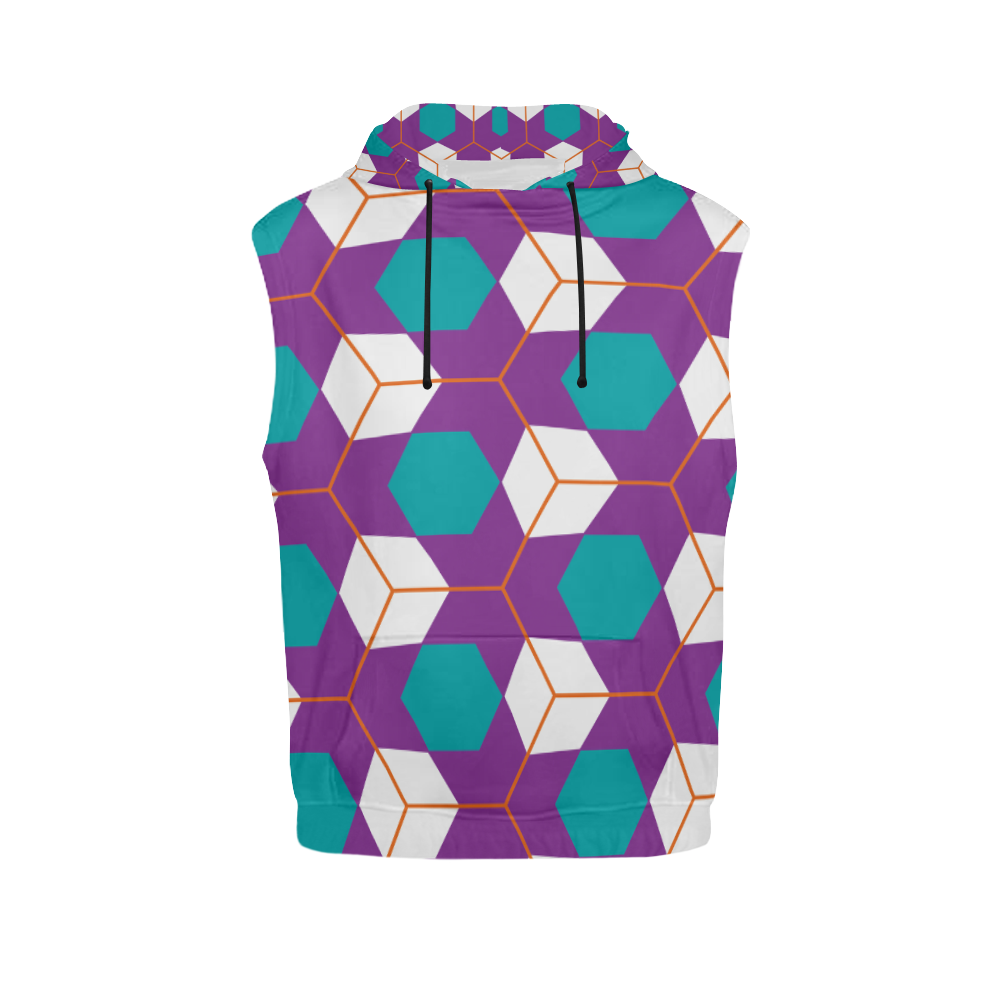 Cubes in honeycomb pattern All Over Print Sleeveless Hoodie for Women (Model H15)