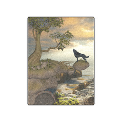 The lonely wolf on a flying rock Blanket 50"x60"