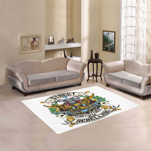 Street Rebellion Modern White Area Rug 5'3''x4'