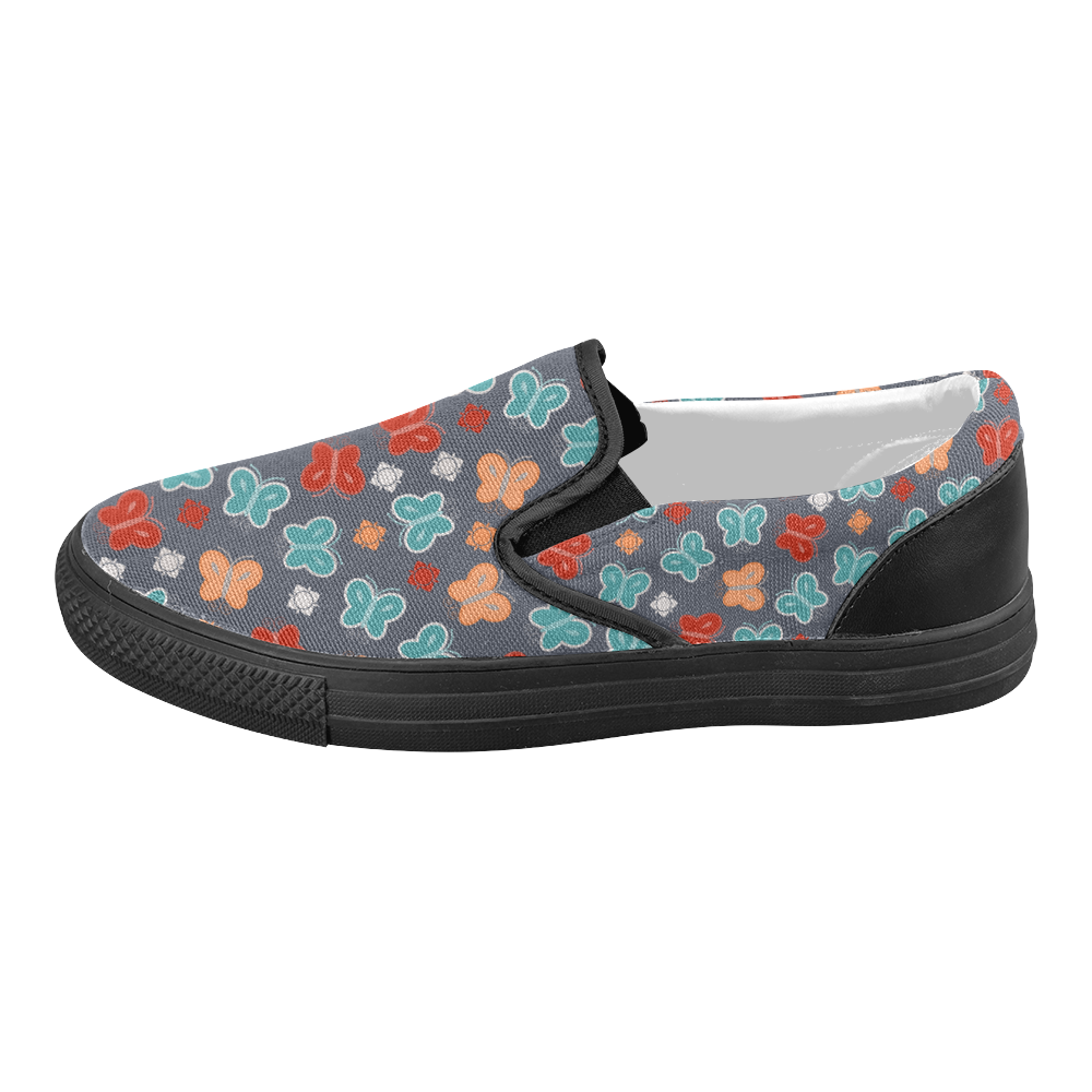 butterfly pattern Women's Slip-on Canvas Shoes (Model 019)