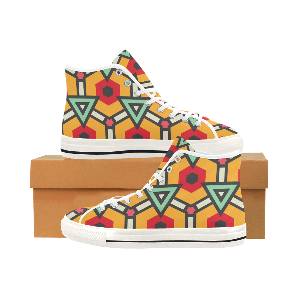 Triangles and hexagons pattern Vancouver H Men's Canvas Shoes/Large (1013-1)