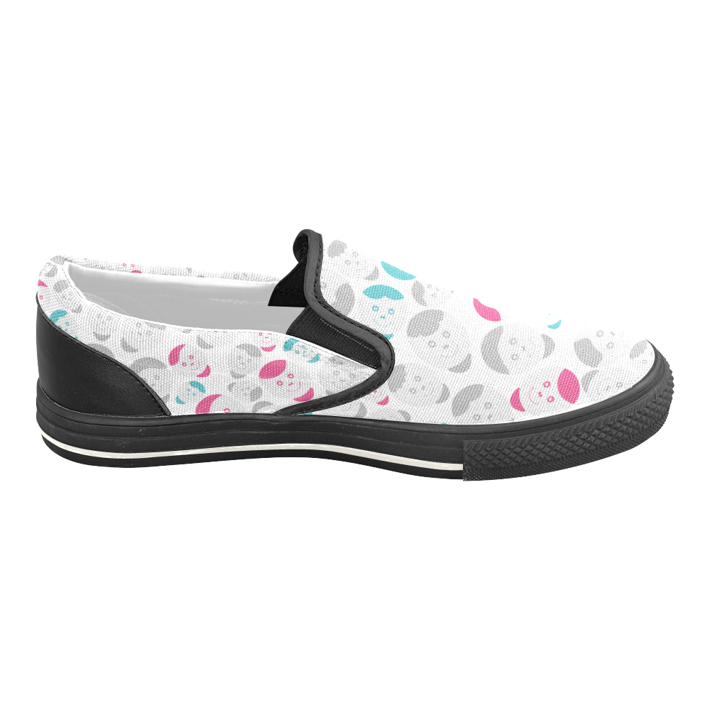 smiley faces pattern Women's Slip-on Canvas Shoes/Large Size (Model 019)