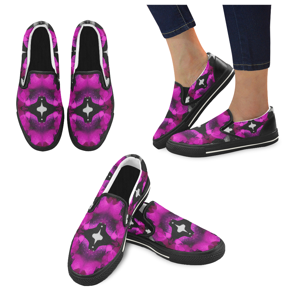 "Pink Star" Women's Slip-on Canvas Shoes/Large Size (Model 019)