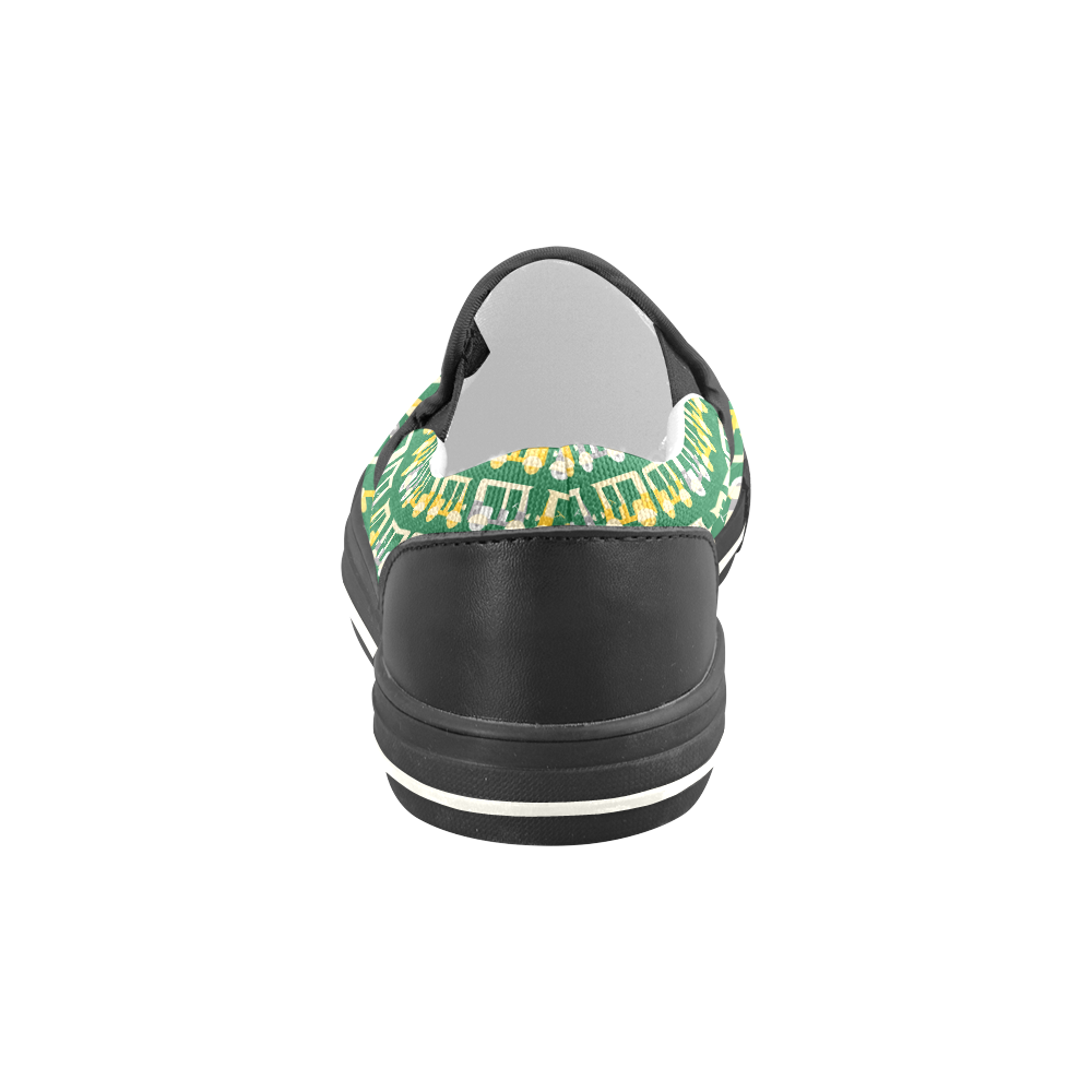 green auto rickshaw Women's Slip-on Canvas Shoes/Large Size (Model 019)