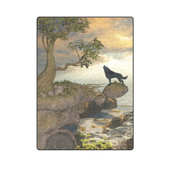 The lonely wolf on a flying rock Blanket 58"x80"