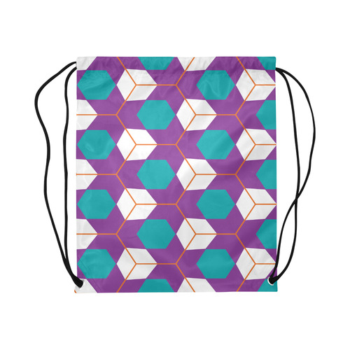 Cubes in honeycomb pattern Large Drawstring Bag Model 1604 (Twin Sides)  16.5"(W) * 19.3"(H)