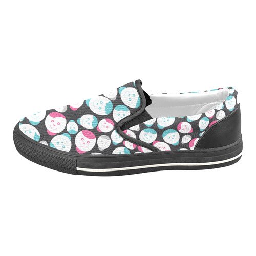 cartoon smiley faces Women's Slip-on Canvas Shoes/Large Size (Model 019)