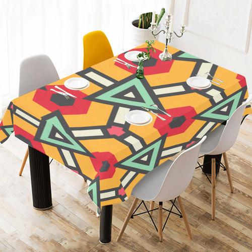Triangles and hexagons pattern Cotton Linen Tablecloth 52"x 70"