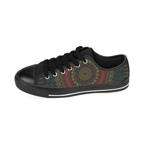 yellow with red mandala circular Men's Classic Canvas Shoes (Model 018)