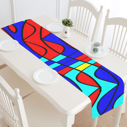 Colorful bent shapes Table Runner 16x72 inch