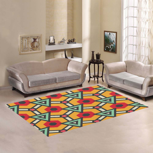 Triangles and hexagons pattern Area Rug7'x5'