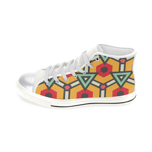 Triangles and hexagons pattern Women's Classic High Top Canvas Shoes (Model 017)