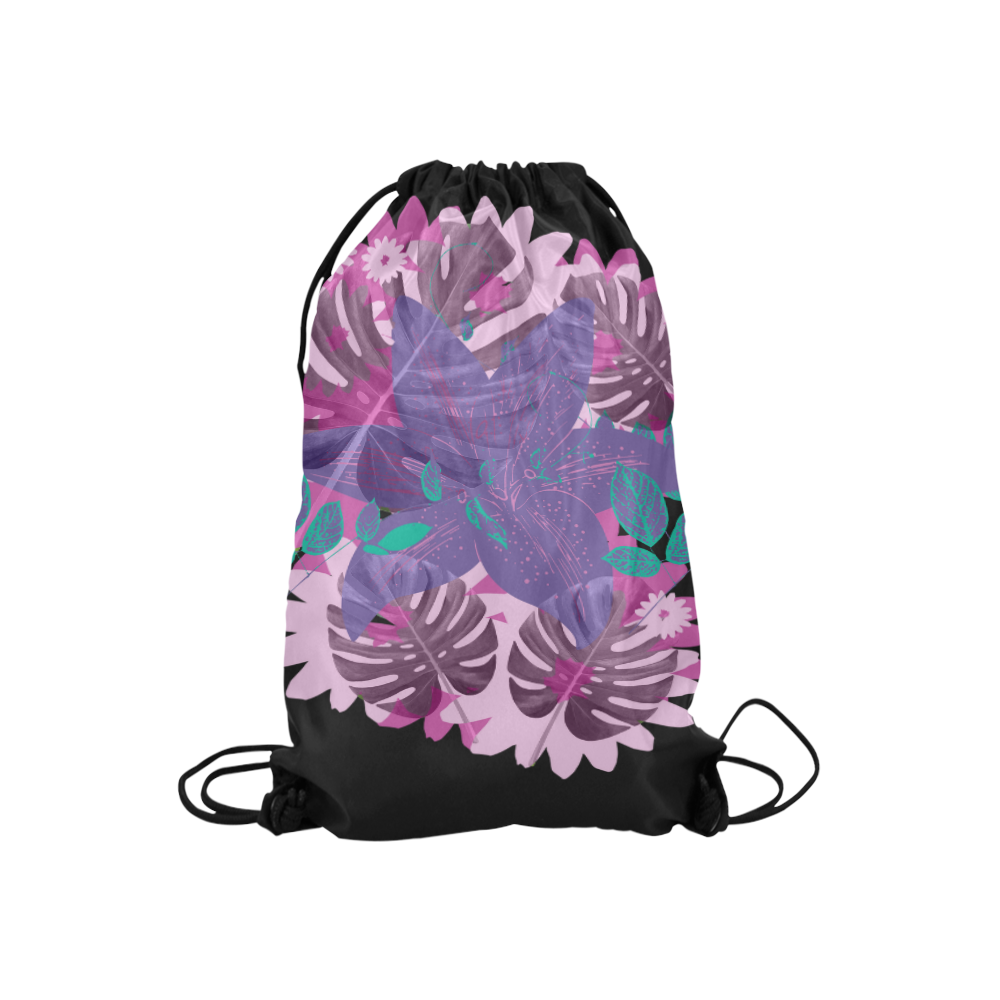 Tropical Violet Dark Small Drawstring Bag Model 1604 (Twin Sides) 11"(W) * 17.7"(H)