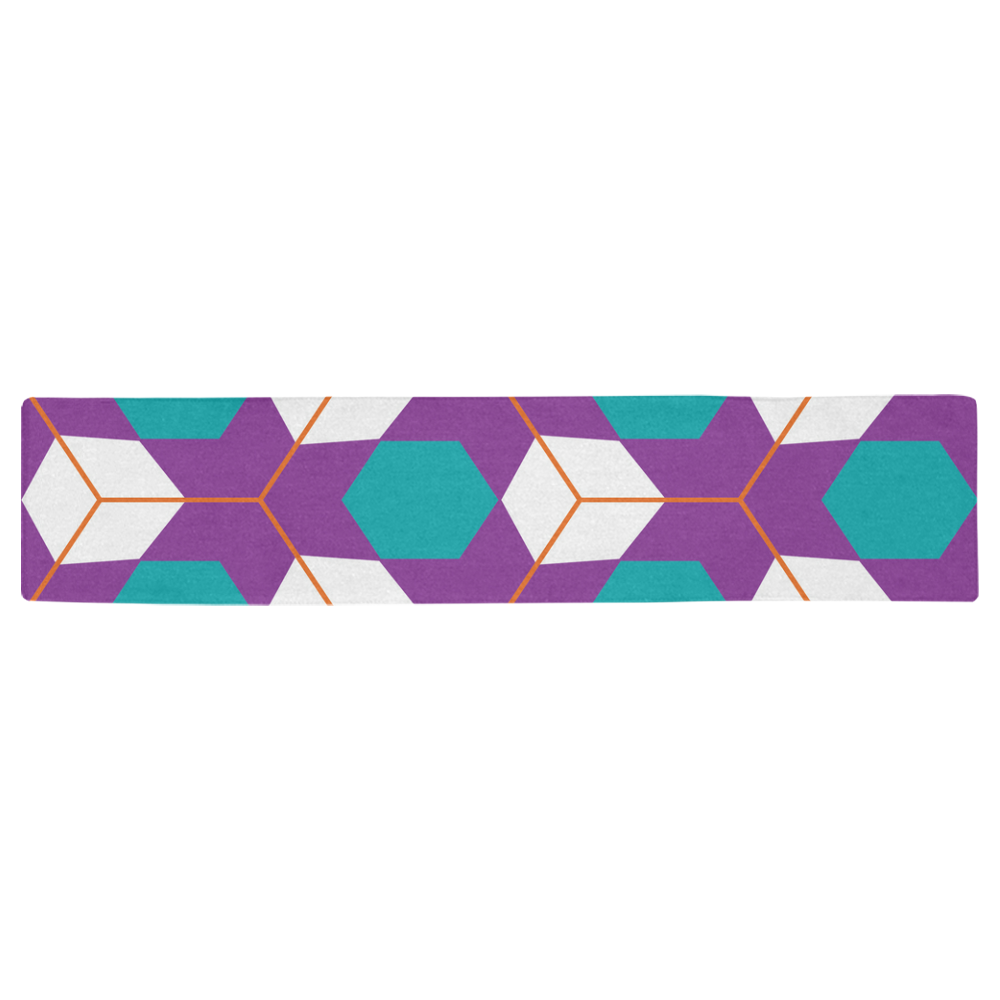 Cubes in honeycomb pattern Table Runner 16x72 inch